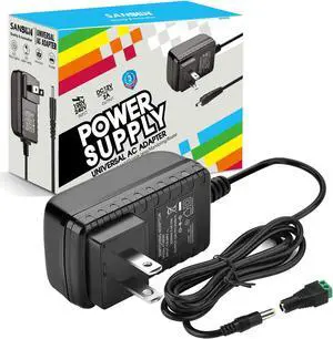 12V 2A Power Supply, AC 120V to DC12V 5.5x2.1mm Jack Converter, 12 Volt LED Driver 24W Adapter Transformer for Strip Lights, Surveillance Cameras, External HDD, Monitor, CCTV (Pack of 1)