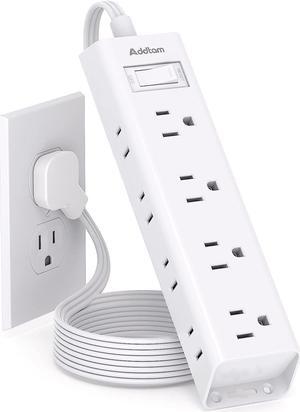 10FT Extension Cord - Power Strip Surge Protector, Flat Plug, Addtam 12 Widely Outlets 3 Sides Outlet Extender, 900J, Wall Mount, Desk Charging Station Compact for Home Office Dorm Room Essentials