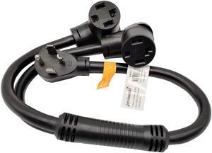 Parkworld 886603 NEMA 14-30 Splitter, 240V Splitter Dryer 14-30P Male Plug to (2) 14-30R Female Receptacle, Dryer 4-Prong 30 AMP 14-30 Dryer Y Adapter Cord (3 feet)