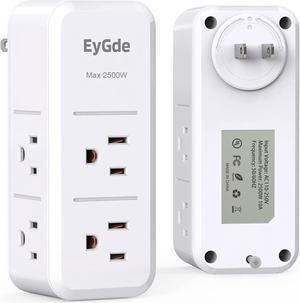 2 Pack 2 Prong Outlet Extender EyGde 2 Prong to 3 Prong Outlet Adapter Electric Outlet Adapter Rotating Plug 6 Outlets Travel Power Splitter for USA to Japanese Canada Mexico Philippines Peru Type A