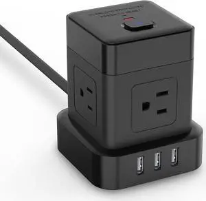 Baykul Cube Power Strip 5 FT, Flat Plug Extension Cord Black, 3 USB, | USB-A, Compact Cube, Travel Friendly, Fire-Resistant Shell, Overload Protection, 1250W, Smart IC Charging, Baykul Cube Power Strip 5 FT, Flat Plug Extension Cord Black, 3 USB, | USB-A, Compact Cube, Travel Friendly, Fire-Resistant Shell, Overload Protection, 1250W, Smart IC Charging,