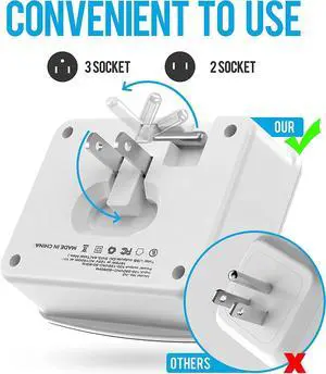 Cruise Power Strip Foldable Non Surge Protector with USB C Outlets 3.4A Total, Multi Plug Wall Socket, Cruise Essentials Accessories Must-Haves for Travel Ship, Home, Japan Applicable
