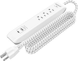 Oviitech USB C Power Strip, Power Strip with USB,3 Outlets and 2 USB Ports(1 USB C,1 USB A),with 6 Foot Heavy Duty Extension Power Cord,Straight Plug,for Home, Office, Travel and Dorm Room,White.