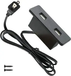 Powered USB Hub Socket Recessed USB Power Strip Outlet with Power Supply 2 USB Ports 2.1A Mounted into Bed Desk Table Sofa