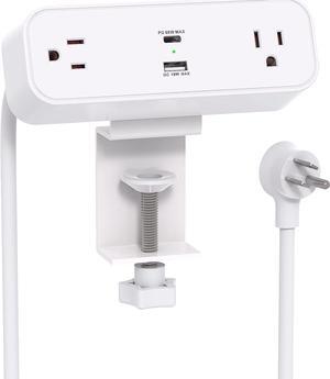 Desk Clamp Power Strip, 65W 10ft Extension Cord- 2 Outlets Desktop Power Strip with USB C 65W, USB A(QC 18W) Desktop Desk Clamp Power Station for Office, Home