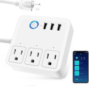 GHome Smart Plug Power Strip, WiFi Surge Protector Work with Alexa Google Home, Smart Outlets with 3 USB 3 Charging Port, Multi-Plug Extender for Home Office Cruise Travel and Christmas Light, 10A