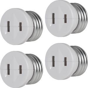 Polarized Handy Plug 4 Pack Light Socket to Plug Adapter Easy to Install 2-Prong Convert Light Bulb to Outlet Socket Adapter UL Listed White 69308