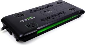 Plugable Surge Protector Power Strip with USB and 12 AC Outlets, Built-in 10.5W 2-Port USB Charger for Android, Apple iOS, and Windows Mobile Devices, 25 Foot Extension Cord