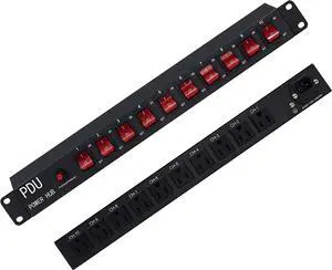 10 Individual Led SwitchesNetwork Power Rackmount - Surge Protector, 100V-240V-1800 Joules, 1U Racks PDU Power Strip, 10 Outlets, 6 ft Power Cord, Welcome to consult