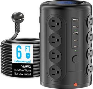 Power Strip Tower Surge Protector 12 AC Outlets 6 USB Ports Koosla FREE  SHIPPING