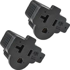 HQRP 2-Pack 15-Amp Household Plug to 20-Amp NEMA 5-15P to 5-15R/5-20R Plug Adapter 15-Amp to 20-Amp T-Blade AC Power Converter Adapter, ETL Listed