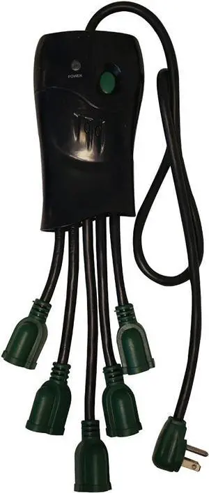 Go Green Power Inc. 5-Outlet Surge Protector, Black - Versatile, Space-Saving Right Angle Plug, One-of-a-Kind Design, Heavy Duty - Perfect for Home & Office - GG-5OCT