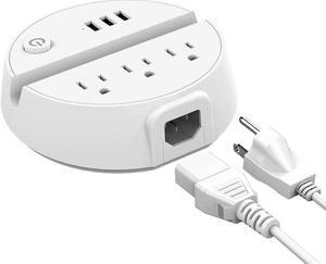 Nightstand Power Strip with USB - NTONPOWER 3 Outlets 3 USB Desktop Charging Station, 5ft Extension Cord with Switch Control and Phone/Tablet Holder for Home, Cruise Ship, Hotel and Office (White)
