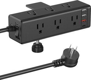 CCCEI Desk Side Clamp Power Strip with 9 Outlets, Desk Top Tube Edge Mount Outlet with USB-A and USB-C Ports, Under Desk Table Leg Widely Spaced Surge Protector Outlet Station, Fit 1.1 inch Edge.