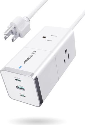 ELEGRP 6 in 1 Power Strip, 3 Widely Spaced Outlets 3 USB Charging Ports, 1875W with 5Ft Extension Cord, Wall Mount for Dorm Home Office Supplies, TUV Listed