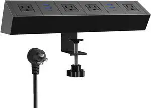 Desk Clamp Power Strip with 20W USB C,USB Total 40W Desk Edge Power Strip,4 Wide Spaced Tamper Resistant AC Outlets,2 USB-C,4 USB-A,6ft Flat Plug Cord,Fit 2.1" Tabletop Edge