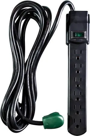 Power By GoGreen Go Green Power Inc. 6 Outlet Surge Protector, Black, 6ft Cord - 250 Joules, Circuit Breaker, Mountable, Great for in-Home Use Power By GoGreen Go Green Power Inc. 6 Outlet Surge Protector, Black, 6ft Cord - 250 Joules, Circuit Breaker, Mountable, Great for in-Home Use