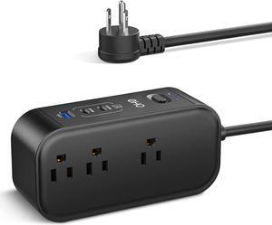 10FT Surge Protector Power Strip with PD 65W USB C for Travel, Desktop USB Charging Station with 6 Outlet and 3 USB Ports, Overload Protection, Flat Plug, Wall Mount for Dorm Home Office, 1875W/15A