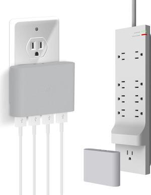 iHome Power Rover Power Strip & Slim USB Wall Charger Bundle: Detachable Multiport USB Charger & 6 ft Extension Cord Multi Plug Outlet Extender, 9 AC Outlet Power Strip Surge Protector