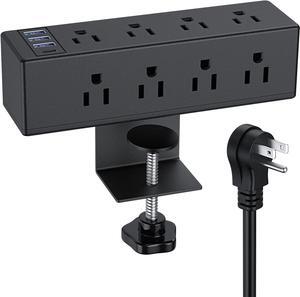 Desk Clamp Power Strip USB-C Port PD 20W Fast Charging Station,Desk Edge Mount Power Strip 3 USB A 1 USB C Ports, 8 AC Outlets Widely Spaced Desk Outlet Station, 6.6ft Power Cord. (8AC3A1C)