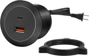 Desk USB Power Grommet Outlet, USB Charging Station Built-in 1 USB-A and 1 USB-C Ports, USB Hub for Sofa, Couch, Table, Bedside, Workbench, Office, Home, 6.56 FT Power Cord