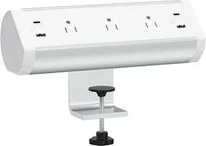 Desk Power Strip with USB C, Haylink Aluminum Alloy Desk Clamp Power Strip with 3 AC Outlets, Desk Mounted Power Strip Connect 9.84FT Extension Cord