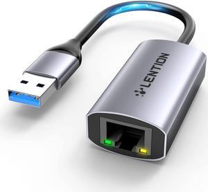 LENTION USB 3.0 Type A to Gigabit Ethernet Adapter, 1000M RJ45 Wired LAN Network Converter Compatible with Nintendo Switch, MacBook Pro/Air, Surface, Chromebook, Most Windows Laptops (HU604, Gray)