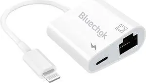 Lightning to Ethernet Adapter with Charging for iPhone/iPad [Apple MFi Certified] 2 in 1 RJ45 Ethernet High Speed iPhone LAN Network Adapter Support 100 Mbps Ethernet Network