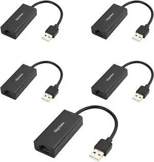 [5-Pack] USB 2.0 to Ethernet Adapter USB to RJ45 Adapter Supporting 10/100 Mbps Ethernet Network for Window/Mac OS, Surface Pro/Linux