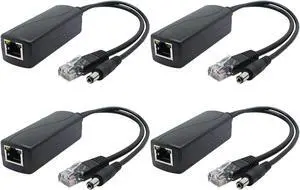 4-Pack Gigabit PoE Splitter, 48V to 12V 2A Ethernet Adapter, for Security Camera, AP, Voip and More, AV-PS12-G