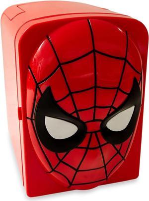 Marvel Comics SpiderMan 4Liter Mini Fridge Thermoelectric Cooler With LightUp Eyes  Holds 6 Cans  Small Refrigerator Drink Cooler for Soda Beer Skincare