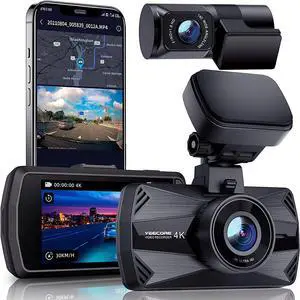 Dual Dash Cam 5G WiFi GPS, Real 4K+HDR 1080P Front and Rear, 3" LCD Super Night Vision, Parking Mode, Dash Camera for Cars with App, G-Sensor, Accident Record, Support 512GB Max