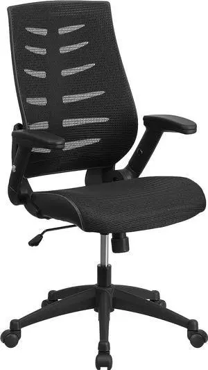 Flash Furniture Kale High Back Designer Black Mesh Executive Swivel Ergonomic Office Chair with Height Adjustable Flip-Up Arms