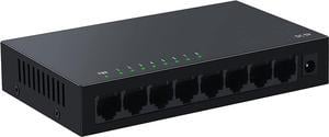 SODOLA 8 Port Gigabit Ethernet Switch|Desktop/Wall-Mount|Plug & Play| Fanless |Metal Housing|Fanless Design|Desktop Ethernet Splitter|Quiet Unmanaged Network Switch