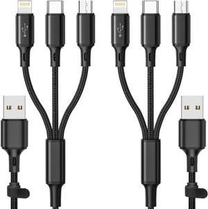 Multi Charging Cable 2Pack 10FT 3 in 1 Universal Multiple USB Cable Organized Nylon Braided Fast Charging Cord Adapter with Type-c, Micro USB and Lightning for iPhone 15/15 Pro/Tablets/Samsung/LG