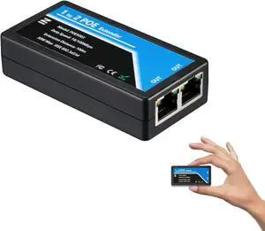 Revotech 2 Port POE Extender POE+ Repeater 100 Meters(328 ft) Extender 1 in 2 Out Comply IEEE 802.3af/at Standard 10,100Mbps for Security POE Camera Over Cat5/Cat6 or UTP Cables(POE5003)