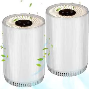 2 Pack Vhoiu Air Purifiers for Home Bedroom up to 690ft², Quiet Air Purifier With Night Light, Whole House Has Fresh Air, H13 True HEPA Air Cleaner For Office, Dorm, Apartment, Kitchen KJ80 (White)