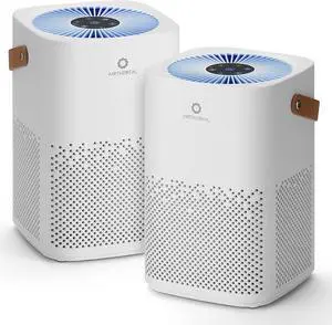 ADH70 True HEPA Filter Air Purifier for Desktop, Bedroom and Car with Sleep Mode, Removes Allergies, Dust, Pollen, Smoke and Odor, Type-C USB power cable, Day Dawning, White (2-Pack)