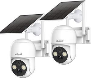 2PCS 4MP Solar Security Camera Wireless Outdoor, 2.5K Solar/Battery Powered Camera for Home Security, Pan/Tilt 2.4Ghz WiFi Camera with PIR, 2-Way Audio, Cloud/SD, Color Night Vision