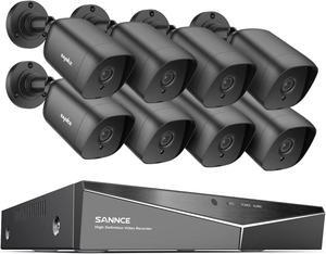 SANNCE 1080P Security Camera System 8CH H.264+ 1080N Home Surveillance DVR and (8)×1080P Weatherproof Outdoor CCTV Camera with 100ft Night Vision, Easy Remote Access, Smart Playback, NO Hard Drive