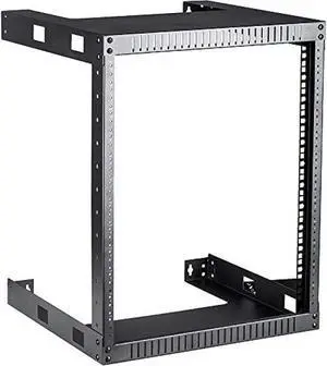 KENUCO Black 9U Wall Mount Open Frame Steel Network Equipment Rack 17.75 Inch Deep - Black - 9U - W19'' x D17.75'' x H19.25'' (REG-9U)