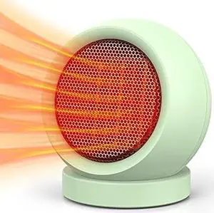 Space Heater,PTC Ceramic Electric Desktop Heater High Output Fan for Home Bedroom Office Desk Indoor Use(Green)