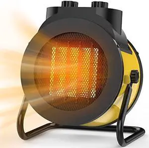 Space Heaters for Indoor Use, 1500W PTC Electric Heater with 90°Adjustable Angle, Fast Safety Heat, Small Portable Heater for Office Home(Yellow)