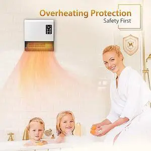 Trustech Electric Space Heater, Wall Mounted Room Heater with Standing Base, Energy Saving, Timer, Quick Heat Electric Heater, 3 Modes, Ideal for Bedroom, Bathroom, Office, Basement