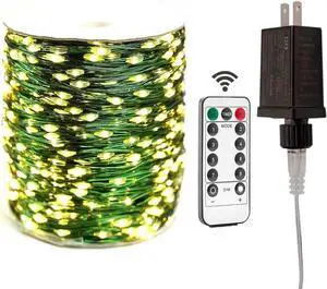tra Long Green Wire Fairy Lights Plug in 660FT High Bright 2000 LED Waterproof LED String Lights with Remote Warm White for Chrias Tree, Patio, Garden, Backyard