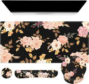 iCasso Floral 4in1 Computer Mat, 35.4"x15.7" Work Mat for Computer | Retro Ergonomic Desk Pad Including Keyboard Wrist Rest, Mousepad Set for Teacher Cubicle Office Computer Setup iCasso Floral 4in1 Computer Mat, 35.4"x15.7" Work Mat for Computer | Retro Ergonomic Desk Pad Including Keyboard Wrist Rest, Mousepad Set for Teacher Cubicle Office Computer Setup