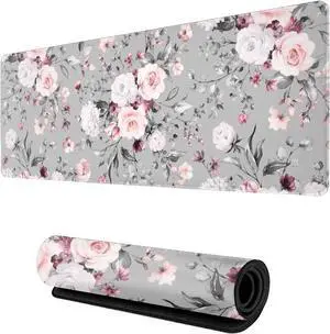 Rose Theme Large Gaming Mouse Pad with Stitched Edges, Non-Slip Rubber Base, Waterproof Desk Writing Pad for Office Home Gamer Rose Theme Large Gaming Mouse Pad with Stitched Edges, Non-Slip Rubber Base, Waterproof Desk Writing Pad for Office Home Gamer