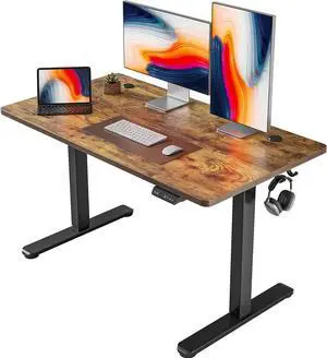 Electric Standing Desk, 48 x 24 Inches Height Adjustable Stand up Desk, Sit Stand Home Office Desk, Computer Desk, Rustic Brown
