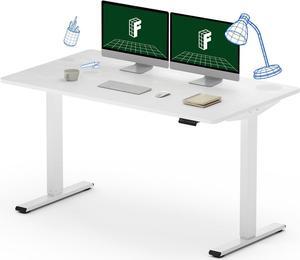 FLEXISPOT EN1 Large Stand Up Desk 55 Inches Whole-Piece Desk Computer Workstation Ergonomic Memory Controller Height Adjustable Standing Desk (White Frame + 55" White Top, 2 Packages)