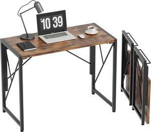 Homeiju Folding Desk, Small Foldable Desk 31.5" for Small Spaces, Portable Desk for Bedroom, Home Office, Small Folding Table for Camping, Traveling, Space Saving, Easy Assembly, Rustic Brown